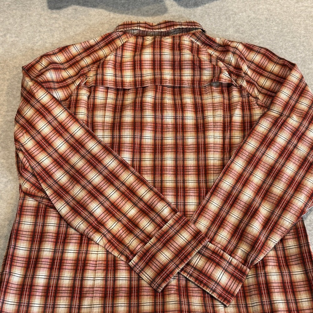 Pendleton Vented Long Sleeve Button Up Shirt Womens Large Red Tan Plaid Cotton - Picture 11 of 15